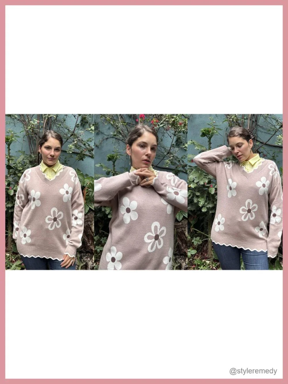 Plus Size Long Sleeve V-Neck Knit Pullover Sweater
